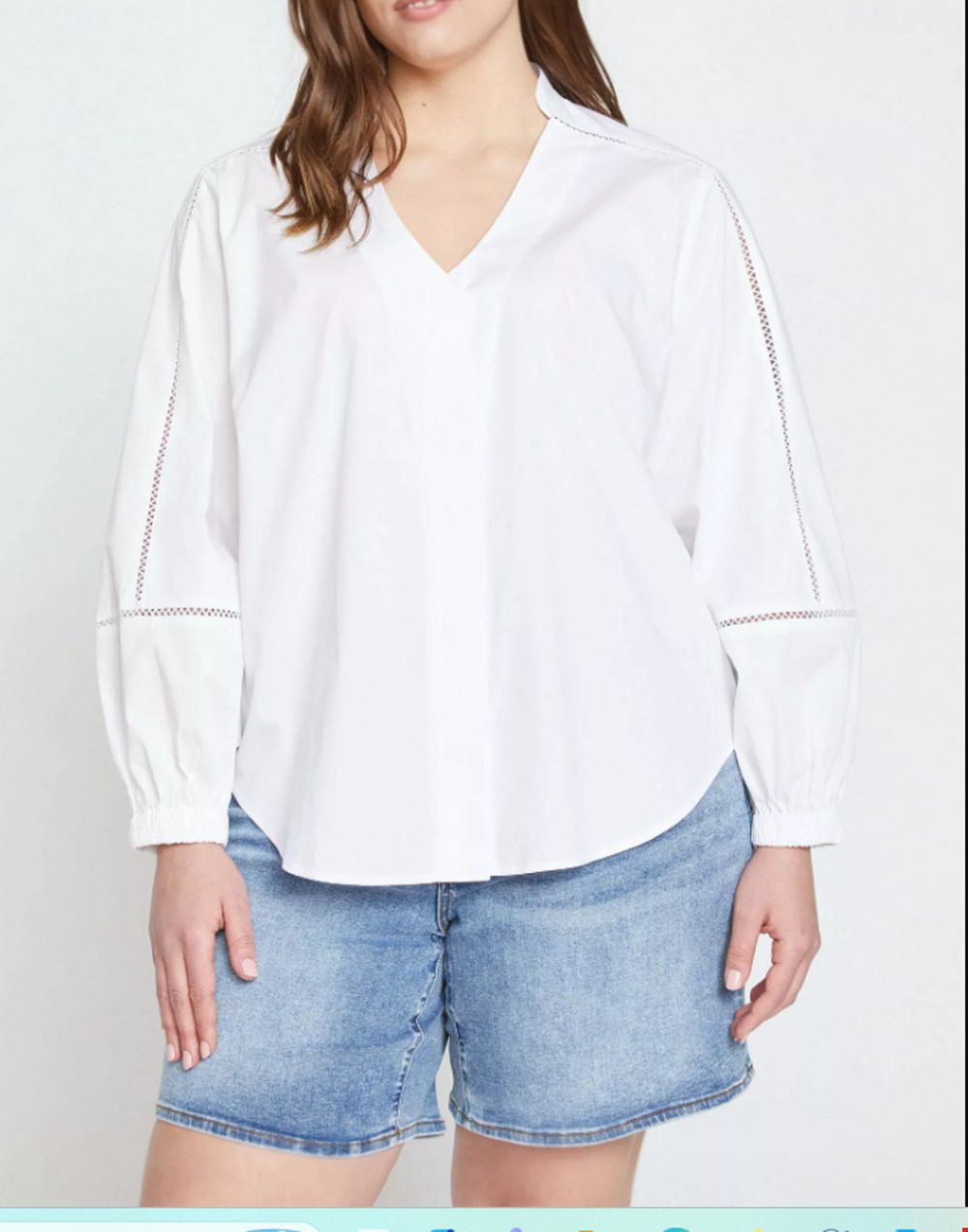 Universal Standard 3X Saint Honore White Button Placket Long Sleeve Blouse